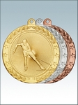 MK185 Медаль металлическая видовая ЛЫЖИ, цвет - ЗОЛОТО, СЕРЕБРО, БРОНЗА, диаметр 50мм