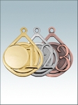 MK214 Медаль металлическая видовая 1, 2, 3 МЕСТО, цвет - ЗОЛОТО, СЕРЕБРО, БРОНЗА, диаметр 50мм