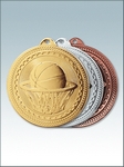 MK242 Медаль металлическая видовая БАСКЕТБОЛ, цвет - СЕРЕБРО, БРОНЗА, диаметр - 50 мм